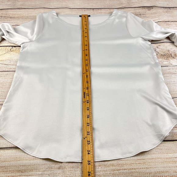 Eileen Fisher Women's Satin Ballet Neck Top Recycled Polyester Bone NWT Sz S/P - Picture 7 of 8